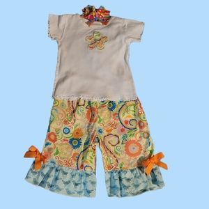 BYE BYE BIRDIE OUTFIT, SIZE 4T, BOW MULTI COLORED